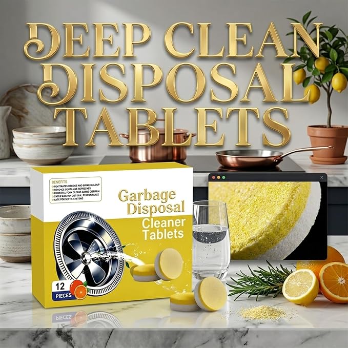 Deep Clean Disposal Tablets, Citrus Scent Garbage Disposal Cleaner Tablets, Powerful Foaming Action Removes Hidden Buildup and Keeps Kitchen Sink Fresh and Clean (3 Box (36 Pcs))
