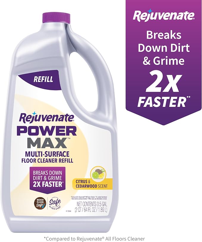 Rejuvenate PowerMax Multi-Surface Floor Cleaner Refill, Citrus & Cedarwood Scent, Designed for All Floor Types, Breaks Down Dirt and Grime for a Powerful Clean, 64 Ounces
