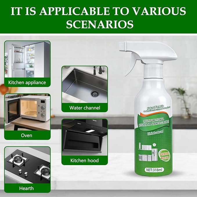 2Pcs Kitchen Cleaner Spray, Multi-Purpose Kitchen Cleaner, Heavy Duty Kitchen Oil Stains Spray for Kitchen, Household, Oven, Stove, Range Hood - 318ml