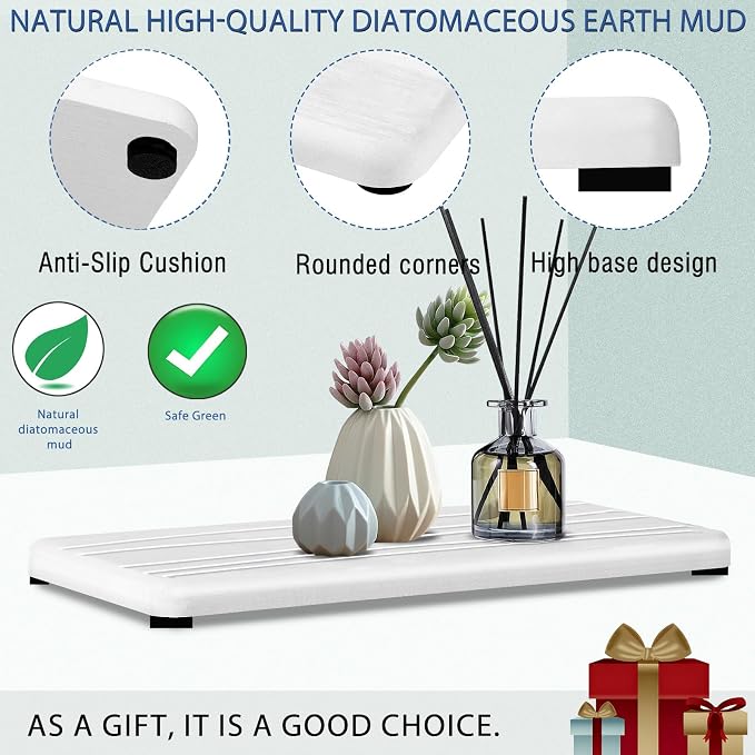 3PCS Water Absorbing Stone Tray, Fast Drying Stone Sink Tray, Stones Soap Trays, Water Absorbent Diatomite Trays, Diatomite Coasters for Kitchen Sink Bathroom Counter, Hand Soap Dish & Holders
