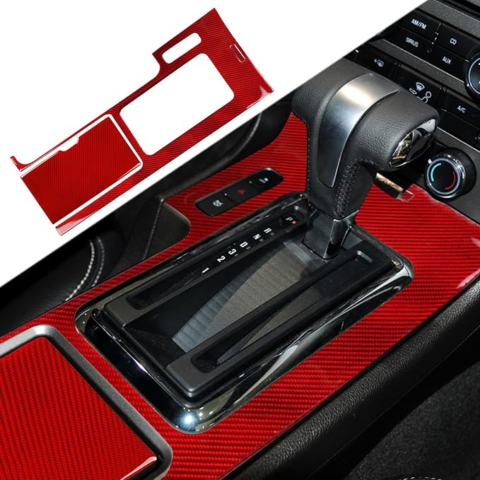 Real Carbon Fiber Trim for Ford Mustang Accessories | for 2009 2010 2011 2012 2013 2014 Gear Shift Panel Frame Trim Glove Storage Box Cover Interior Thick Overlay Decal 4PCs