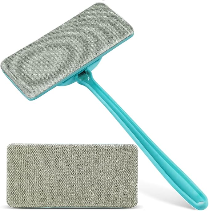 Professional Window Screen Cleaner- Large Brush Face for Door Mesh Cleaning- Detachable Mesh Screen Cleaning Tool- Wet and Dry Dual-Use (Two Brush Heads)