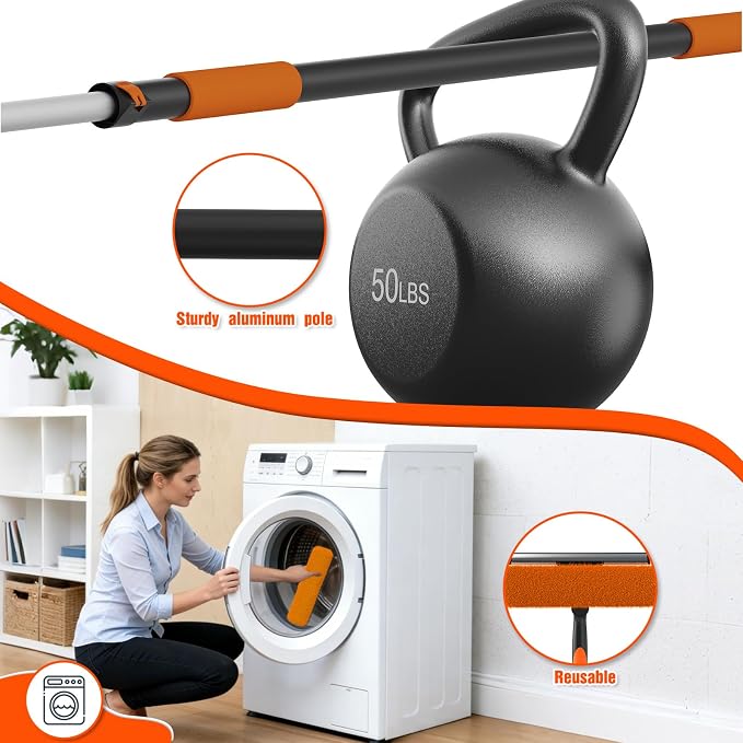 16FT Reach Window Squeegee Kit with Extension Pole, 2-in-1 Professional Washer for High Windows, 3-12FT Adjustable Reach, Rotatable Head for Indoor & Outdoor Use, Streak-Free Cleaning Tool for Home