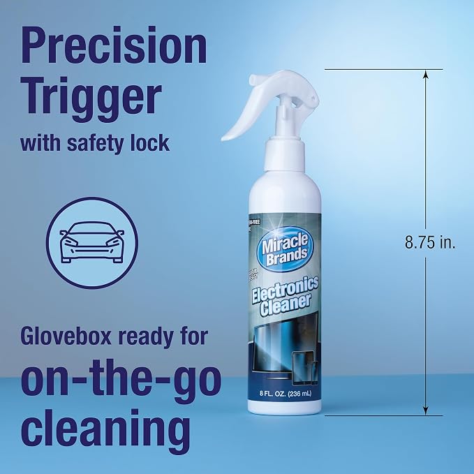 MiracleSpray for Electronics Cleaning, Safe Multisurface Cleaner for Any TV, Phone, Monitor, Keyboard, Screen, Computer, Includes Microfiber Towel - 8 Ounce Kit