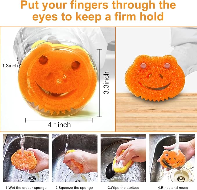 5 Pack Scrub Sponge, Dual-Sided Temperature Controlled Kitchen Sponge for Dishes, Frog Bulk Sponges Household Cleaning Pads,Multi-Functional Premium Cleaning Sponges