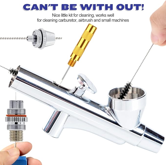 Valchoose Carburetor Cleaning Kit, Torch Tip Cleaner, 37 Pieces | 13 Wires, 7 Nylon Brushes, 10 Needles, 1 Wrench, 1 Brush, 1 Pick, 4 Hooks, for Motorcycle Lawn Mower Welder Stove Spray Gun