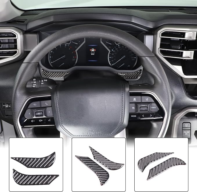 Aunginsy Car Center Control Dashboard Decorative Stickers Compatible with Toyota Tundra/Sequoia 2022-2024 Real Carbon Fiber Center Console Dashboard Panel Protection Cover Trim Stickers Accessories