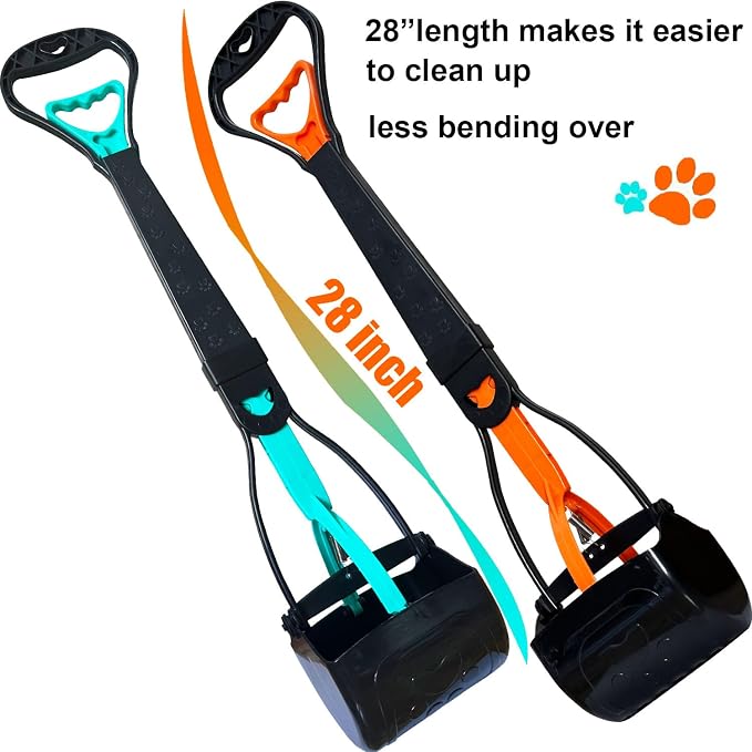 ienjoyed 2-Piece Pooper Scooper for Large Medium & Small Dogs Heavy Duty,Long Handled Dog Poop Scooper for Grass,Durable Dog Poop Pick Up Tool