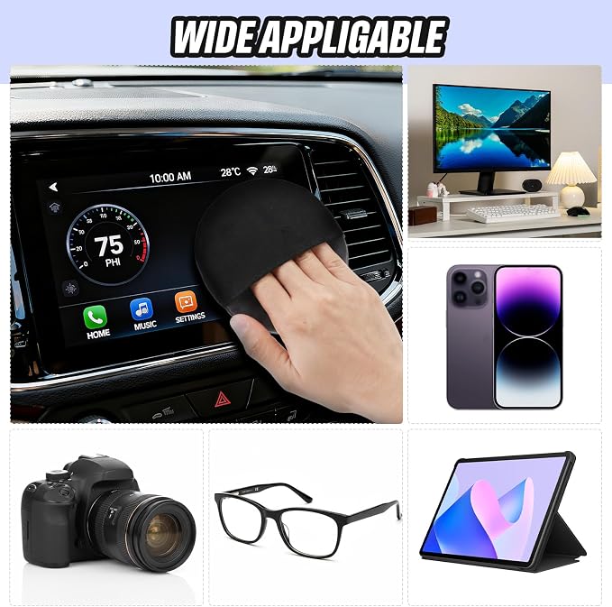 Hahafelt 4 Pcs Car Screen Cleaner Car Touch Microfiber Screen Cleaner Cloth Cleaning Wipes Interior Pad for Vehicle Dashboard LCD Accessories 4.13×4.13 Inches (Round)