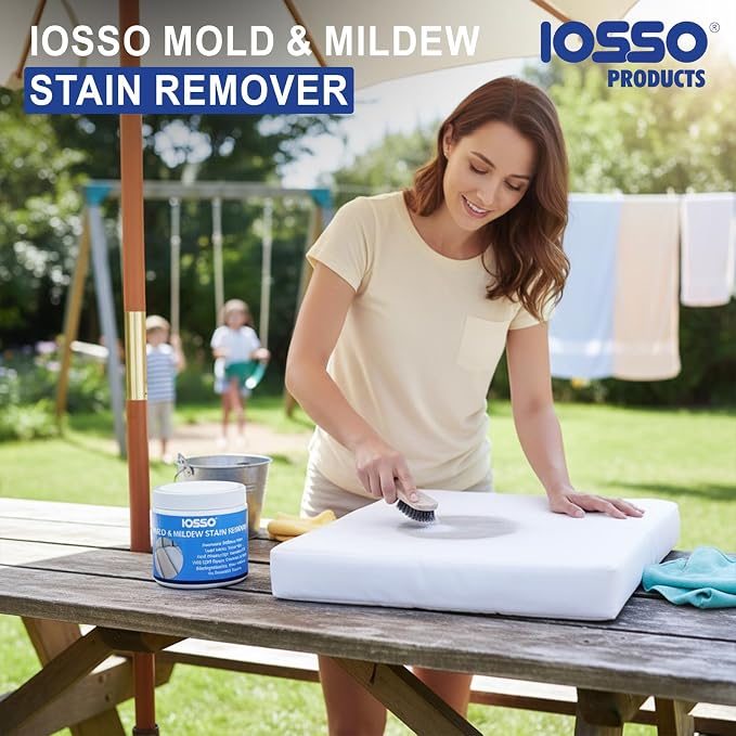 Iosso Mold & Mildew Stain Remover - Fast-Acting Mold and Mildew Remover for Boat Seats, Awnings, Tents, Covers | Color & Fabric Safe Non-Chlorine Concentrate Upholstery Cleaner Makes 3 Gallons