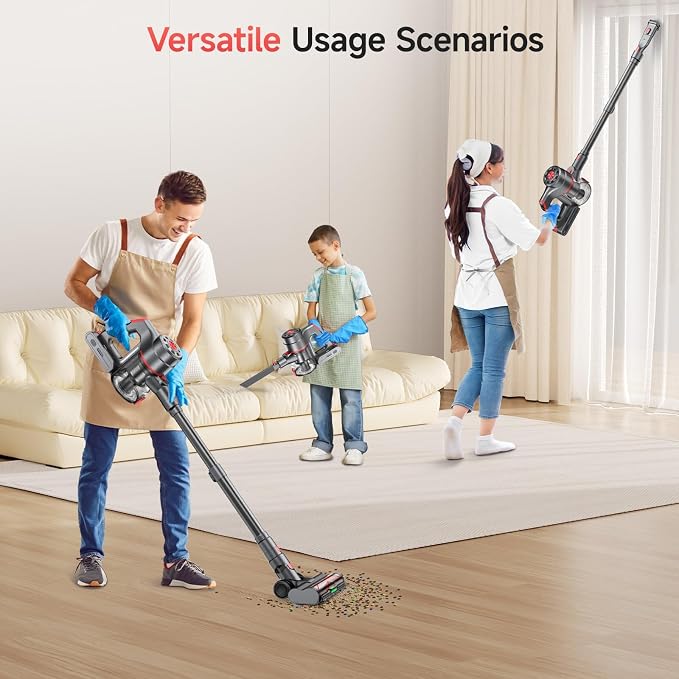 Cordless Vacuum Cleaners - 580W 60KPA 60Mins Cordless Stick Vacuum with Self-Standing for Home/Pet Hair/Carpet/Hardwood Floor