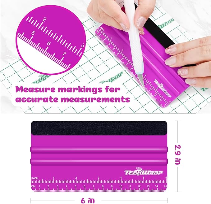 TECKWRAP Professional Squeegee Tool for Vinyl Decals, Inkjet Vinyl Sticker Paper,and Wallpaper - 6"x2.9", Scratch-Free Application (Pitaya)