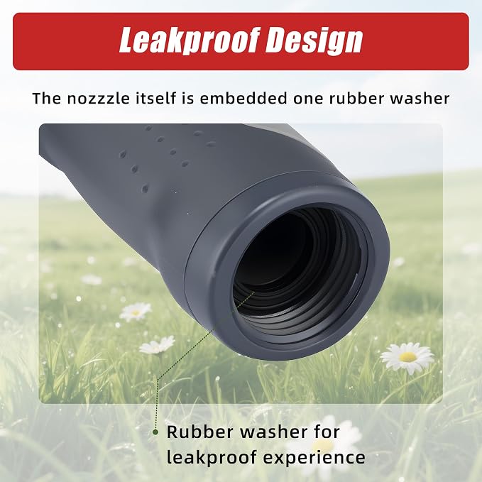 Metal Garden Hose Nozzle Heavy Duty - 9 Spray Patterns, THUMB CONTROL On Off Valve Hose Sprayer Nozzle for Watering Plants & Lawns, Washing Cars & Pets - Outdoor Water Hose Nozzle Head Attachment