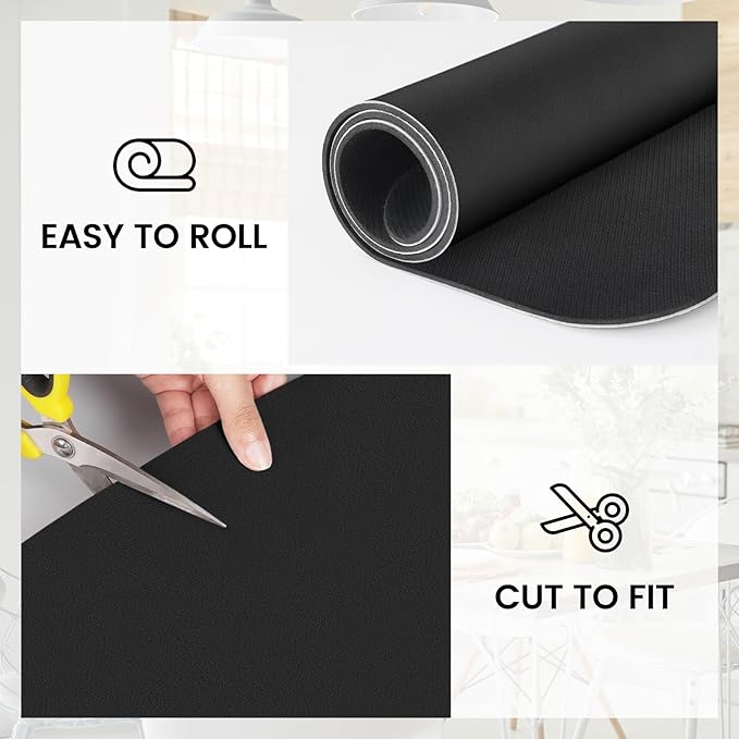 WISELIFE Dish Drying Mat Super Absorbent Drying Mat Large Dish Drying Mats for Kitchen Counter Easy Clean Dish Mat Kitchen Drying Mat15"x 18" Classic Black
