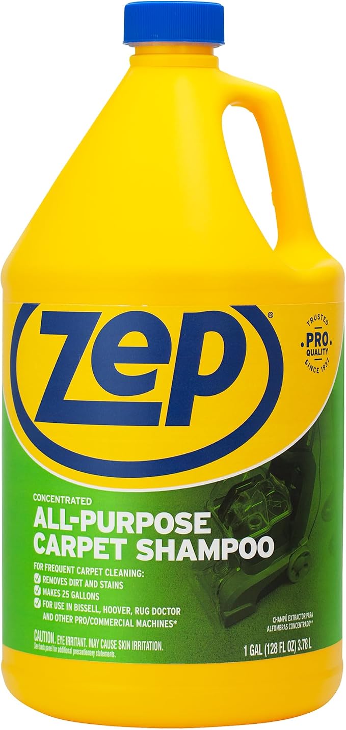 Zep All-Purpose Carpet Shampoo Concentrate Cleaner - 1 Gallon - ZUCEC128 - Professional Formula Removes Dirt and Stains (Pack of 2)