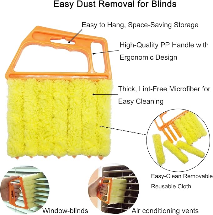 5Pcs Window Blind Cleaning Set, Washable dust Removal Cleaning Tools, air Vent Cleaning Brush, Track Cleaning Brush, dust Removal Cleaning Tools for Blinds, air conditioners, Track, and Fans