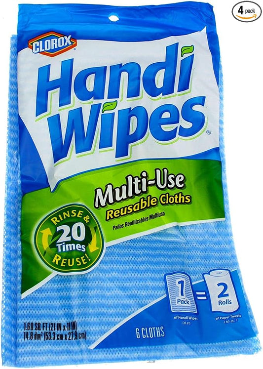 Clorox Handi Wipes Multi-Use Reusable Cleaning Cloths 21" X 11" 6 Count (Pack of 4)