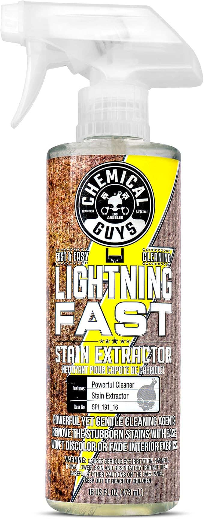Chemical Guys, Lightning Fast Carpet & Upholstery Stain Extractor, 16 oz | Tackles coffee, soda, wine and pet messes on carpet, seats and mats, just spray, agitate and blot for a clean look.