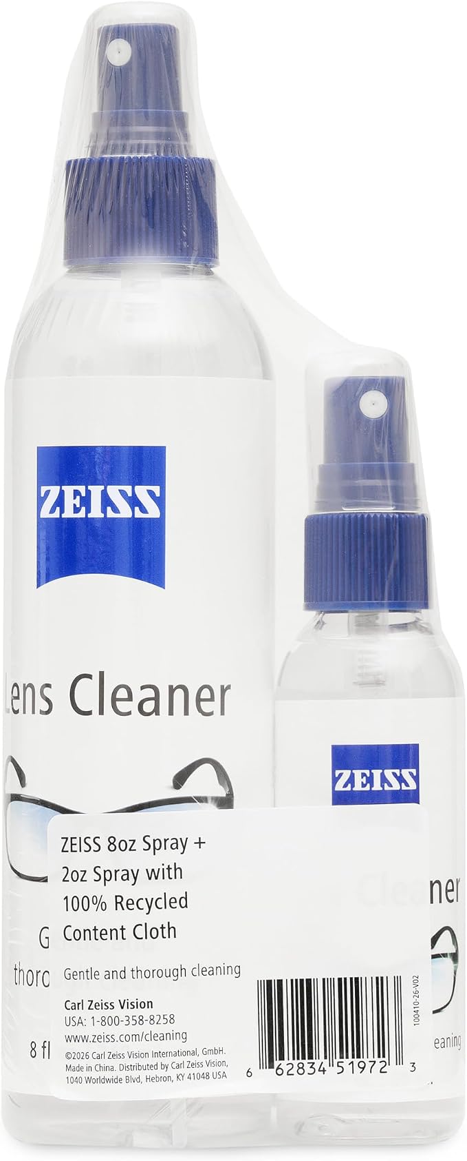ZEISS Lens Cleaning Kit- 8 oz. & 2 oz. Bottles of Lens Cleaner, 2 Microfiber Cleaning Cloths
