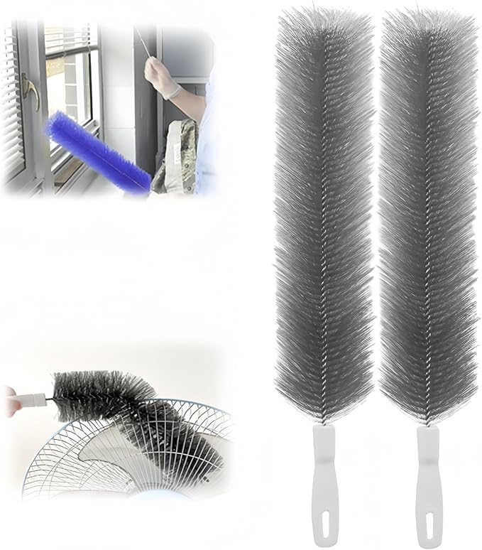 Bendable Microfiber Head, 2026 Upgraded Fan Cleaner Brush Reusable Dust Remover Washable ldeal for Electric Fans Air Conditioning, Home Car Vents, Curtain (Gray 2 Pcs)