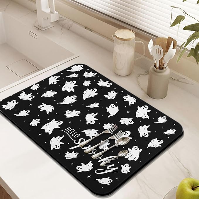 Fun Coffee Mat 24inx18in,Coffee Bar Mat for Countertops,Absorbent Hide Stain Anti-Slip Coffee Bar Accessories Fit Under Coffee Machine Mat,dish Drying Mats for Kitchen