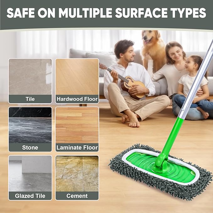 6-Pack Reusable Microfiber Mop Pads Compatible with Swiffer Sweeper, Dry & Wet Sweeping Cloths - Washable Wet Pads Refill for Multi-Surface/Hardwood Floor Cleaning -Grey