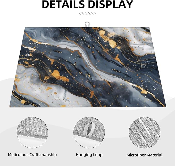 Black Marble Dish Drying Mat For Kitchen Counter, Super Absorbent Microfiber Dish Drying Pad, Kitchen Gadgets For Easy Clean Multi-Use Large 18"x24"