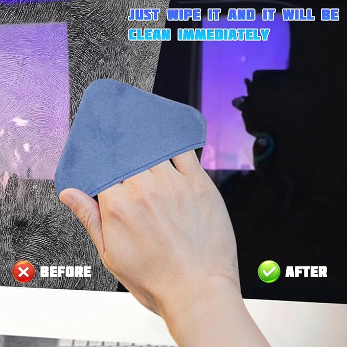 Car Screen Cleaner, Microfiber Cloth Vehicle Touchscreen Cleaning Wipes, Foldable Automotive Interior Cleaning Pad Accessory for Dashboard LCD Display, Universal for Truck SUV RV (Square/Blue)