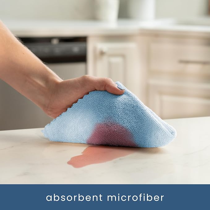 S&T INC. 50 Pack Microfiber Cleaning Cloth with Box, Bulk Towels for Home, Reusable Microfiber Towels for Cars, Cleaning Rags, Blue Color Will Vary, 190gsm, 11.8 Inches x 11.8 Inches, 50 Count