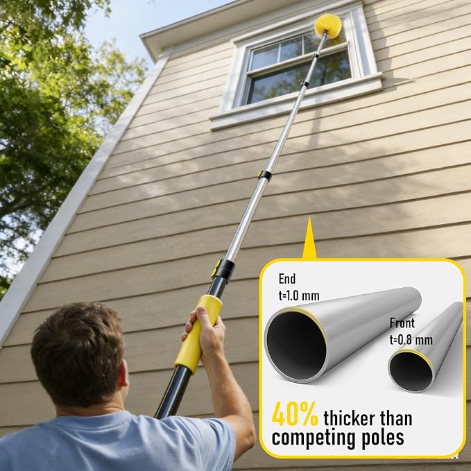 30 Foot High Ceiling Duster Kits with 4.7-24ft Heavy Duty Extension Pole, High Reach Duster for Cleaning,Microfiber Feather Duster,Cobweb Duster,Ceiling Fan Duster,Window Squeegee & Cleaner