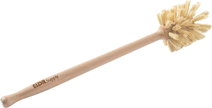 ELDR Supply Bottle Brush, 14in Extra Long German Beechwood Handle, Strong Hemp Bristles, Zero Waste, Cleans and Scrubs Hard to Reach Wide Mouth Jars, Glasses, and Tumblers