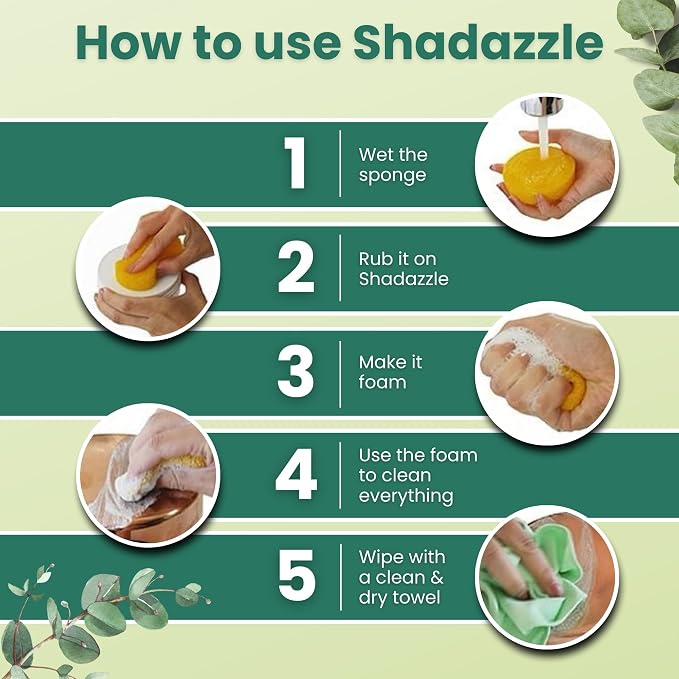 Shadazzle Natural All Purpose Cleaner and Polish, 2 Pack Eucalyptus Scent | Clean & Polish Surfaces, All Natural Ingredients, Easy to Rinse, For Kitchen, Bathroom, Tiles, Glass, Sink, Stainless Steel