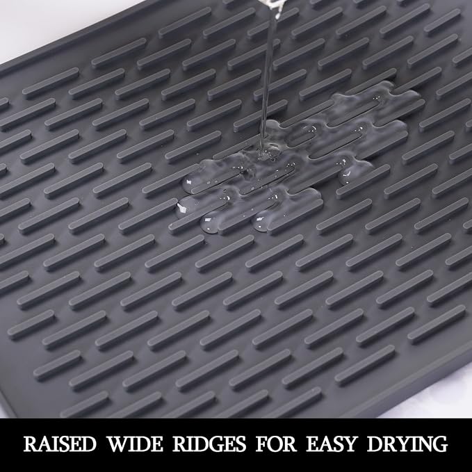 Dish Mat Silicone Dish Drying Mats Works For Drying Stemware Cocktail Glasses Silverware Pots Pans Knives and Dish Rack for Kitchen Counter Sink Bar Pads Easy to Clean (11.5" x 9.1")