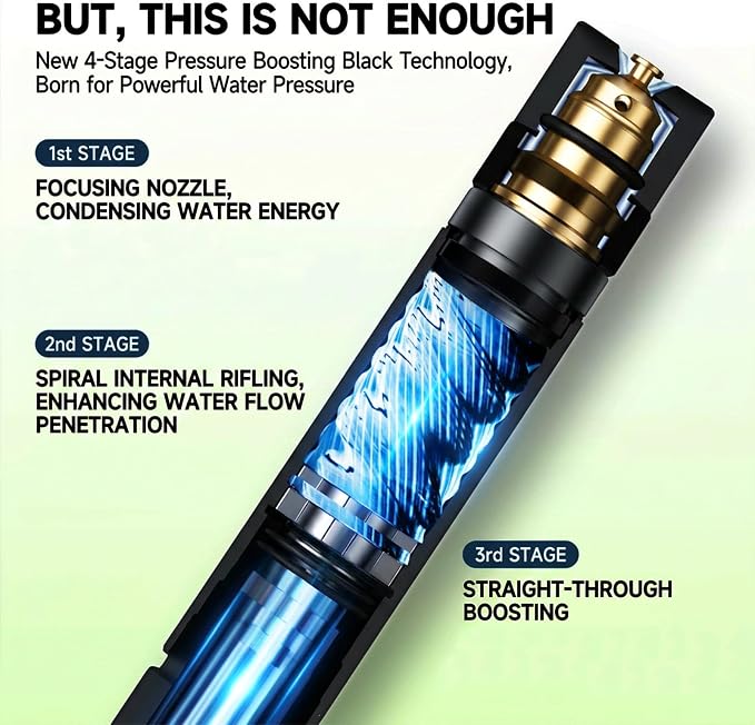 5-in-1 High Pressure Hose Nozzle,PowerJet High Pressure Water Gun,Garden Hose Pressure Booster,Home High Pressure Car Wash Water Gun, Heavy Duty for Car Wash, Garden Watering & Outdoor Cleaning
