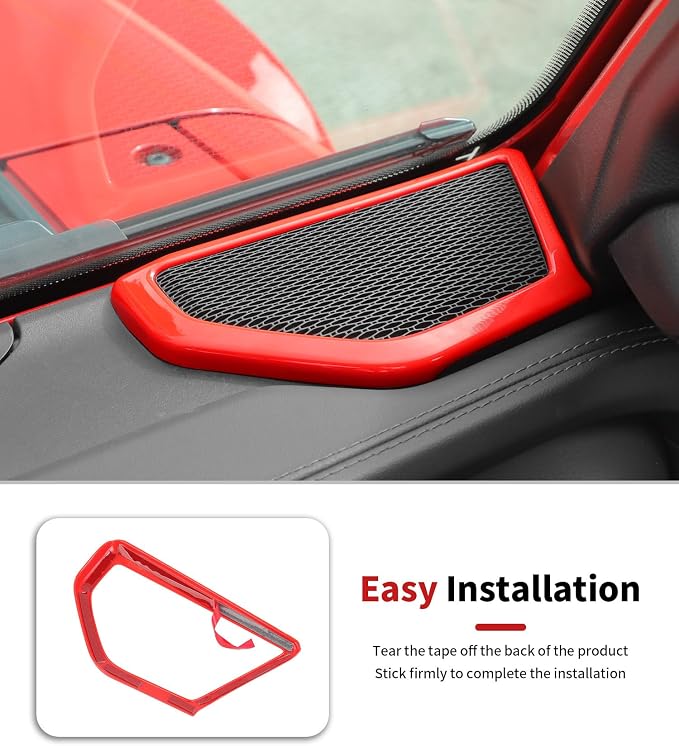JWWY Interior Trim Kit Dress-Up Kit Decor Set Center Console Gear Shift Dashboard Panel,Door Window Switch Knob Speaker Cover Trim for 2024–2026 Jeep Wrangler JL JLU & Gladiator JT Red 28pcs