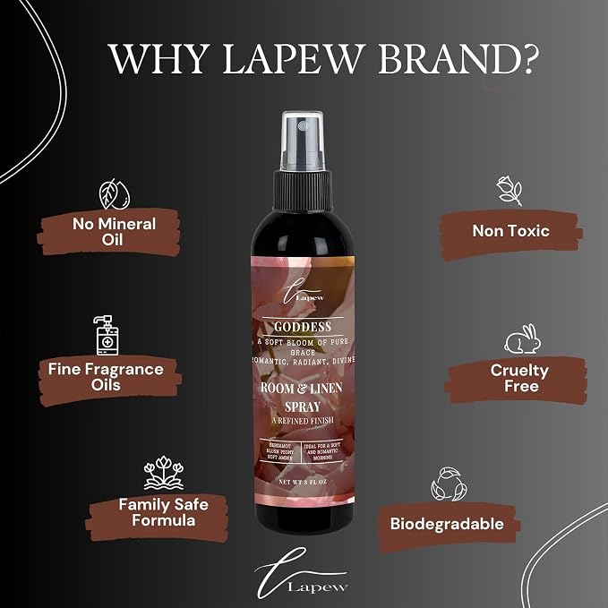 Lapew Room & Linen Spray | Fragrance Mist for Home, Car & Office | Fabric & Air Freshener | Neutralizing Mist | Made in USA | Goddess