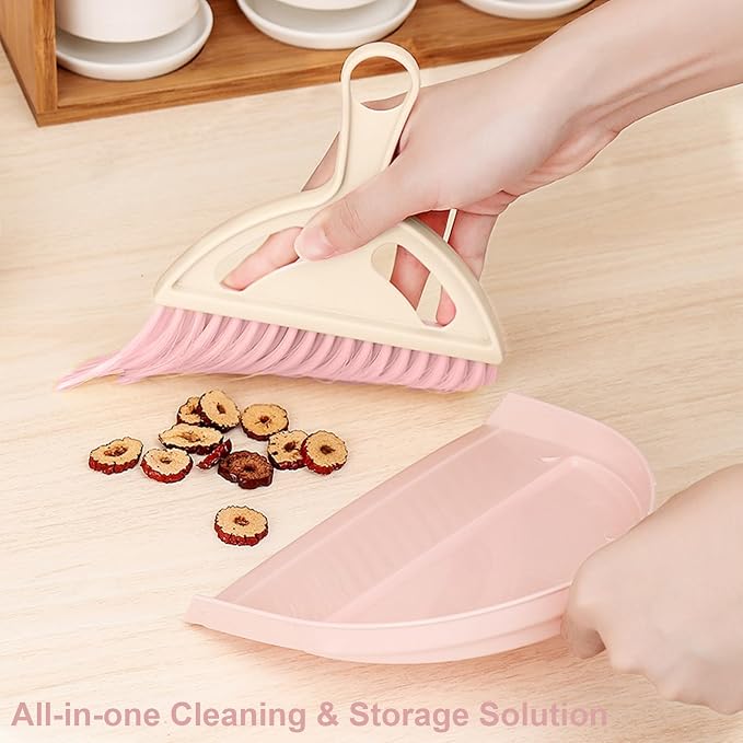 6 Pcs Small Dustpan and Brush Set, Portable Compact Mini Broom and Dust Pan | Nesting Tiny Cleaning Broom with Handle, Whisk Hand Broom and Dustpan Set for Classroom, Countertop, Keyboard, Car & Pet Nest