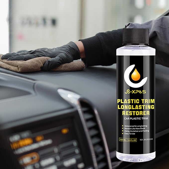Car Trim Restorer - Interior Cleaner, Dashboard Polish, UV Restoring Spray | 100ml Rubber Shine, Odorless plastlc Restorer Protectant, Oil-Free Coat for Vinyl, Bumper, Console, Tire, Mirror