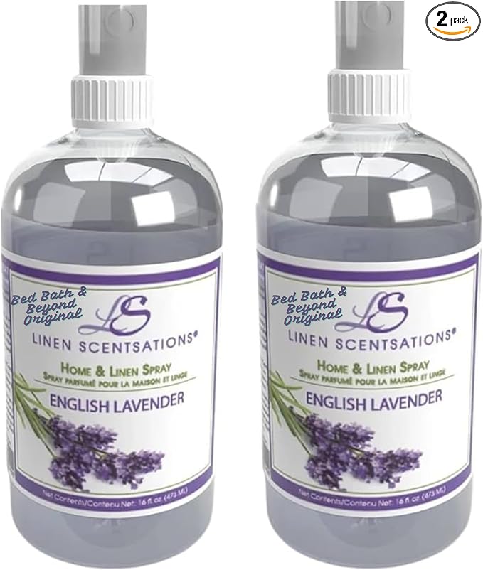 English Lavender Linen Spray - Natural Room and Fabric Freshener | 2 Pack, 32oz Total, Odor Eliminator & Freshener, For Bedding, Clothes, Room & Pillow