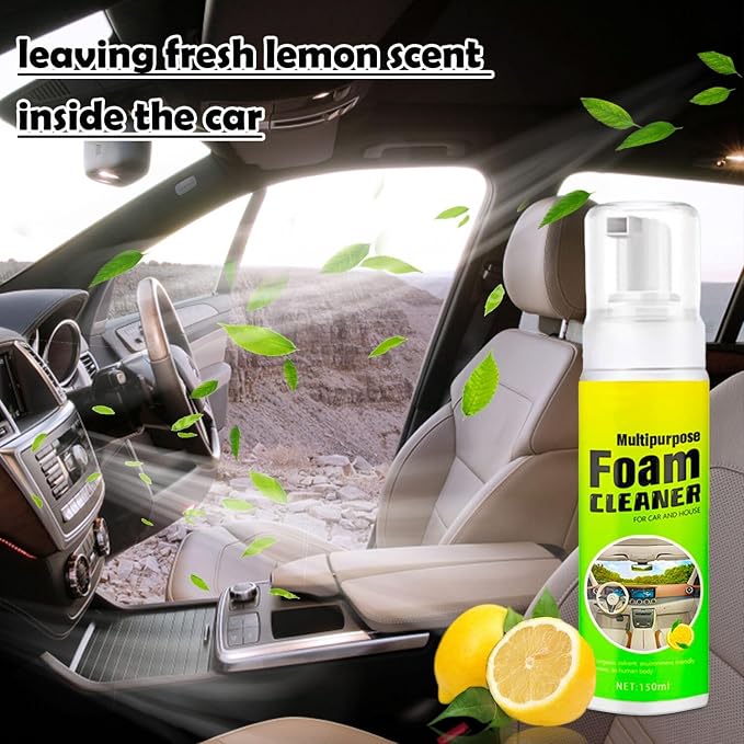 Car Interior Cleaner Foam - Car Dashboard, Seat, Carpet, Upholstery Cleaner, Auto Interior Detailing Spray Leather Vinyl Plastic Cleaner - Remove Stain & Grime & Grease - 150ml