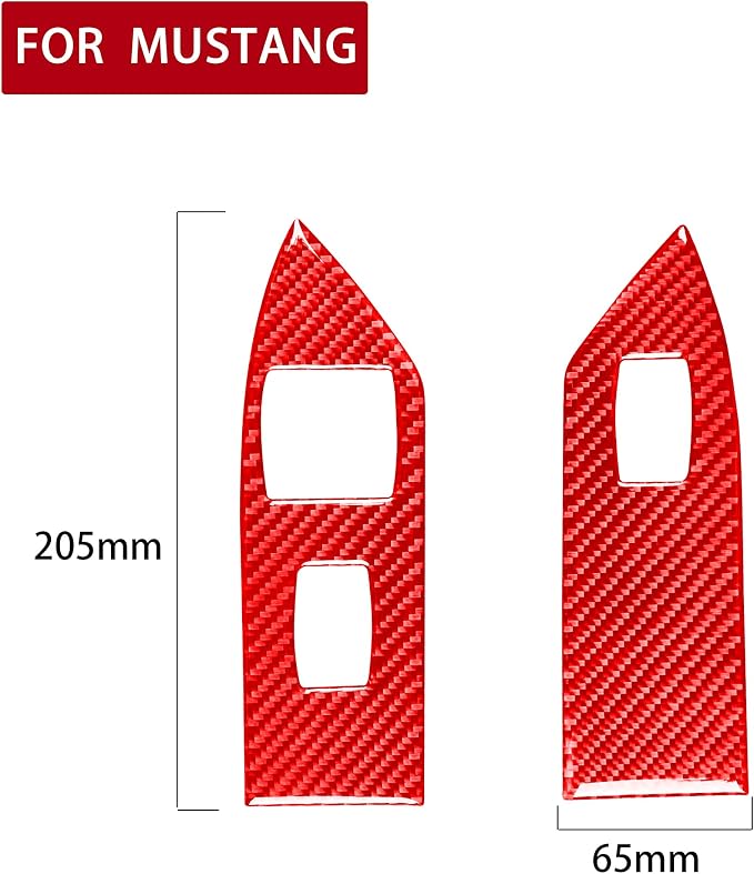 Red Real Carbon Fiber Trim for Ford Mustang Accessories | for GT Shelby 2005 2006 2007 2008 2009 Window Lift Switch Panel Cover Interior Thick Overlay Decal