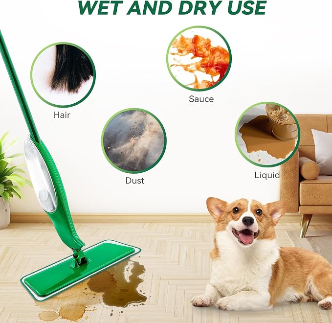 Mop Head Replacement for Libman Freedom Spray Mop - Washable Reusable Wet & Dry Cleaning - Microfiber Spray Mop Pads Refill for Multi-Surface Floor -4 Pack (Green）