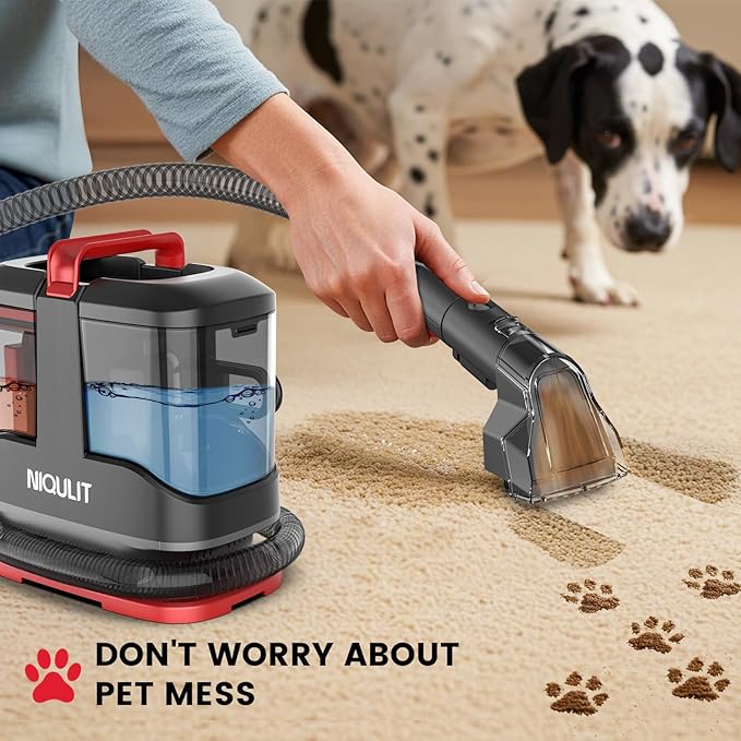 Portable Spot Cleaner Machine for Carpet & Upholstery,15 Kpa Strong Suction Furniture Cleaner Machine for Pet Stain, Rug，Couch & Car, Spot Cleaner Machine with Versatile Tools & Self-Cleaning System