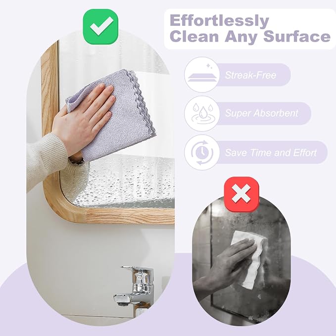 Jessy Home 2 Roll Reusable Paper Towels,100 Sheets Tear Away Microfiber Cleaning Cloth, Lint Free Cleaning Rags for Kitchen, Dishcloth,Household Cleaning Supplies