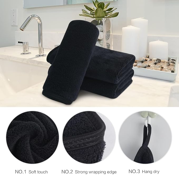 SINLAND Absorbent Coral Velvet Washcloth Ultra Soft Microfiber Face Towels 12 x 12 inch Multi-Purpose Face Cloths for Household and Sport
