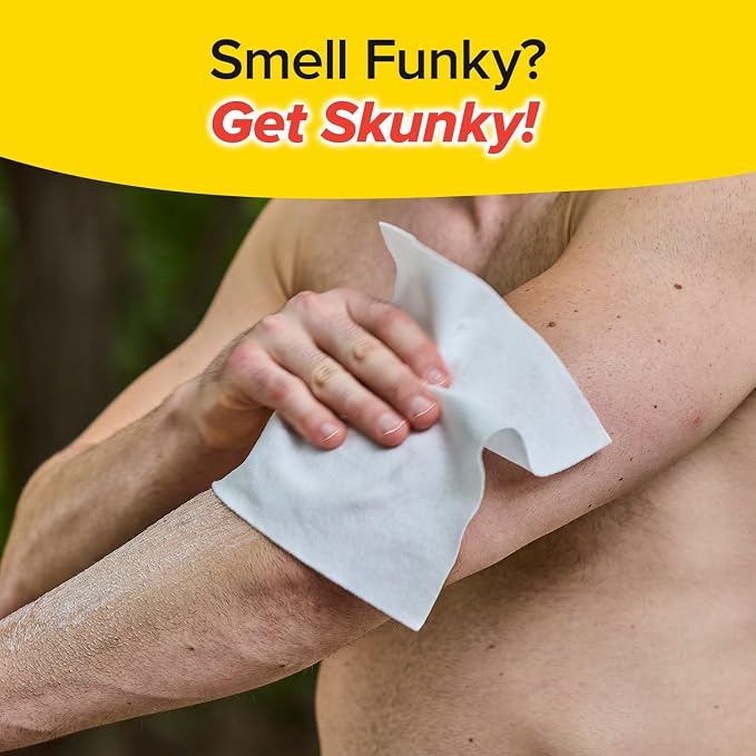 Skunky XL 82% Larger Disposable Rinse-Free Bathing Sponge Wipes, AS-SEEN-ON-TV, Cleans Without a Shower, Just Add Water, Lather, Scrub & Dry With No Sticky Residue, Gym, Elder Care, Kids & More
