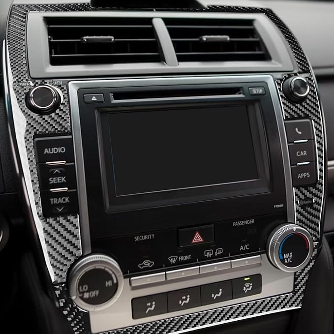 Real Carbon Fiber Trim for Toyota Camry Accessories | for 2012 2013 2014 Multimedia Panel Frame Sticker Interior Thick Overlay Decal