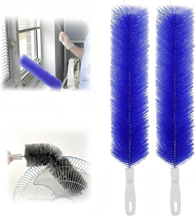 Bendable Microfiber Head, 2026 Upgraded Fan Cleaner Brush Reusable Dust Remover Washable ldeal for Electric Fans Air Conditioning, Home Car Vents, Curtain (Blue 2 Pcs)