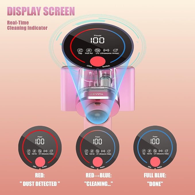 Teant Mattress Bed Vacuum Cleaner, 16 kPa Suction & 253.7nm UV-C, MV-Pink | 2-Speed Mattress Vacuum with 33000 RPM Tapping, UV-C, Ultrasonic, 149℉ Heat, Anion, HEPA, Deep Clean for Bed and Pet Hair