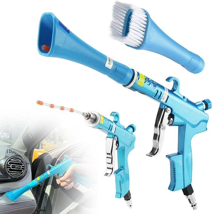 GOCCIDA Tornado Dry Car Cleaning Gun Interior Dryer Air Blow Gun | Vortex Air Cleaning Gun,Pro Auto Detailing Tool for Deep Cleaning Interiors & Exteriors Uses Air Compressor Blue